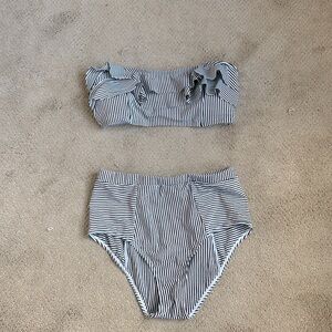 Two piece seersucker swimsuit